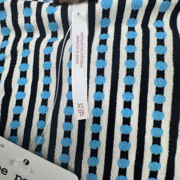 Free People Black Combo Floral Striped Bell Sleeve V-Neck Top OB1079916 XS NEW - Picture 3 of 10